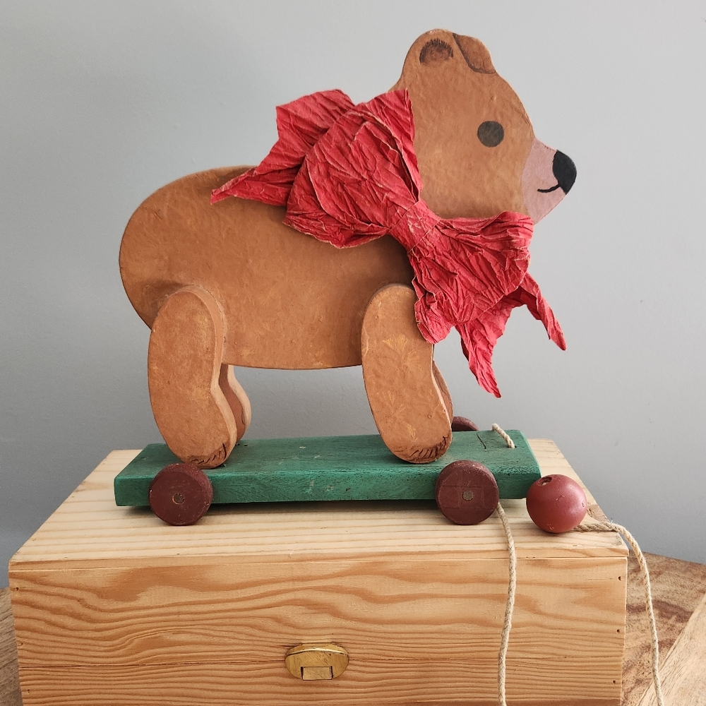 Vintage Teddy Bear Pull Along